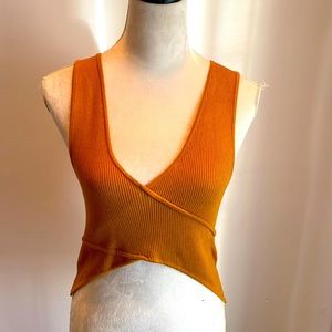 Mustard Gold V-Neck Crop Top